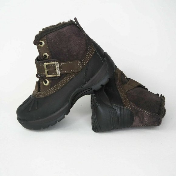 Timberland Mallard Winter Toddlers Boots Black Leather Brown Suede 33874 M - Picture 10 of 12